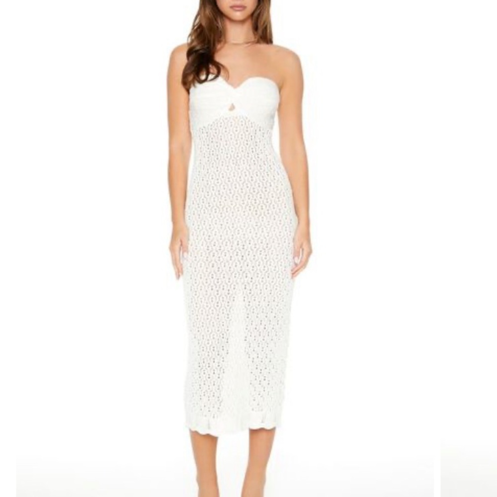 Crochet Tube Midi Sweater Dress​